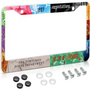 License Plate Frame for Car, All Music Verson Plate Frame with Screws for Standard Us Canada License Plate Holder, Stainless Steel Car Accessories 12x6 Inch