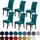 Howhic Stretch Chair Covers for Dining Room Set of 6, Removable Washable Dining Room Chair Covers, Dining Chair Slipcovers Seat Protector, Great Home Decor and Banquet Upholstery (Teal, 6 Pack)