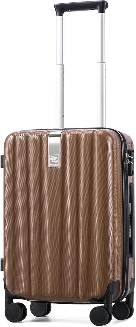 Hanke 20 Inch Carry On Luggage 22x14x9 Airline Approved Lightweight PC Hard Shell Suitcases with Wheels Travel Luggage Rolling Suitcase Travel Luggage Bag Christmas Gifts for Birthday, Brown