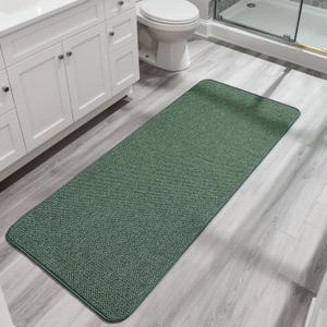 Bath Mat,Ultra Thin Bathroom Runner Rugs,Large Bath Mats for Bathroom,Quick Dry,Non-Slip,Machine Washable,Low Pile,Bath Rug,Shower Outside,Sink,Home Decor Accessories.Green,1'5"x4'11"17x59inch