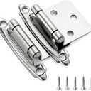 Ravinte 50 Pack (25 Pairs) 1/2" Overlay Cabinet Hinges, Self-Closing Semi-Concealed Face Mount, Polished Chrome Decorative Hardware with Door Bumpers for Kitchen & Cupboard Doors, Silver