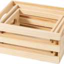 Set of 3 Rustic Wooden Nesting Crates with Handles, Decorative Wood Crates, Crate Box Wooden Storage Box for Kitchen, Office, Bedroom, Closet, Rustic Country Decor