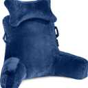 SLIGUY Reading Pillow-Extra Large 31" Bed Rest Pillow with Detachable Neck Roll & Arms for Sitting in Bed or Couch-Adult Backrest Reading Pillow for Reading/Watching TV/Gaming/Relaxing-Dark Blue