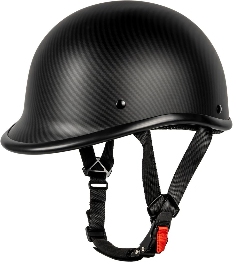 Yesmotor Motorcycle Helmet Half Shell Hawk Style Helmets Compact Lightweight Open Face for Motorcycle Street Bike Cruiser Moped- DOT Approved (Carbon Fiber, X-Large)