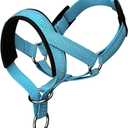 Dog Head Collar with Silk Thread, Soft and Adjustable Head Halter Collar for Small Medium Large Dogs in Striped Pattern(S,Blue)