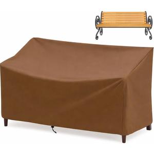 Outdoor Bench Cover, 2 Seater Patio Bench Cover, Waterproof Heavy Duty Patio Furniture Protector with Air Vents, Buckle Straps and Drawcord, 53 x 26 x 35 in, Brown