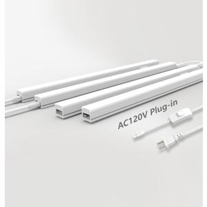 Leetdud Under Cabinet Lighting Plug in, 24 Inch 4 Pcs, Linkable AC120V 3CCT 3000K/4000K/5000K Ultra Slim, LED Under Cabinet Lights for Counter Light, Kitchen, Shelf, Sink, Workshop, Desk, White