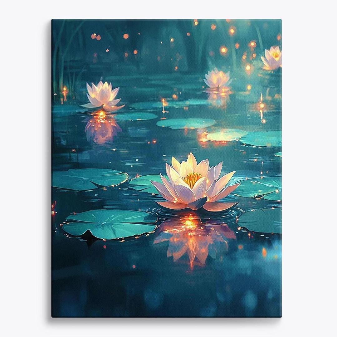 Craftoria Paint by Numbers for Adults 40"x50"cm Framed Peaceful Lily Waters 36 Colors