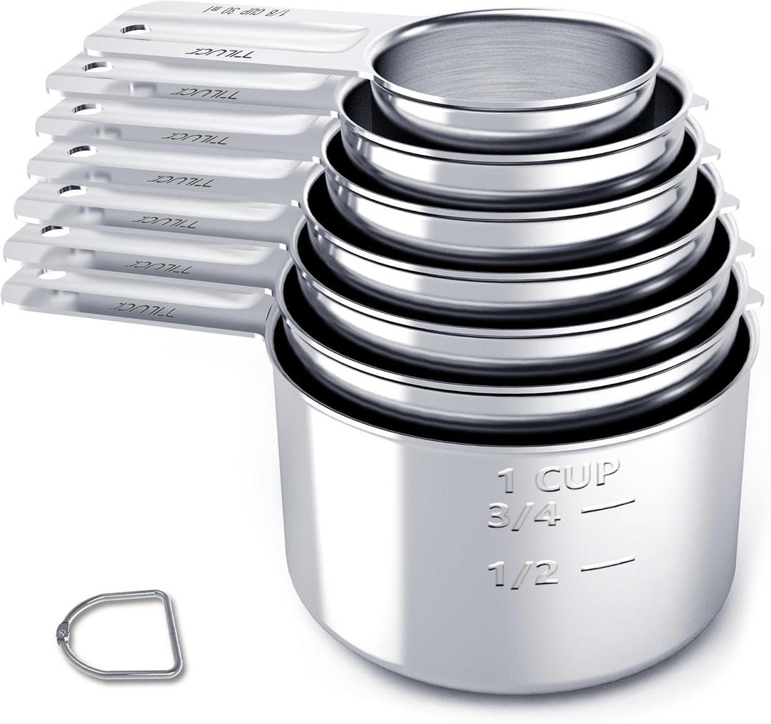 TILUCK Stainless Steel Measuring Cups Set,Kitchen Gadgets for Cooking & Baking,Set of 7