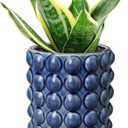 6 Inch Ceramic Planter Pot for Indoor Plants with Drainage Hole Bubble Flower Planter Hobnail Plant Pot Garden Planter Blue Succulent Plant Pot Utensil Holder