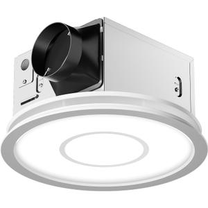 Fitop Bathroom Exhaust Fan with Light, 130 CFM 47W Ceiling Mount Shower Ventilation Exhaust Fan, 1.5 Sones Bathroom Vent Fan with Light, 1100LM LED Light 3000K/4000K/5000K (Silver)