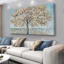 Belmrxne Tree Canvas Wall Art Black and Gold Canvas Painting Modern Organic Artwork Funky Wall Decor for Living Room Bedroom Dining Room Office Home Decor 24x48 inch