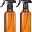 Spray Bottles 2-Pack, 10 Oz, Mist & Stream, Heavy Duty Spraying Empty Water Sprayer Bottle, BPA Free Plastic Refillable Containers for Cleaning Solutions, Plants, Hair, Essential Oils (Amber)