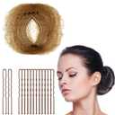 Zonon 50Pcs Bun Hair Nets & 40Pcs U Shaped Pins for Ballet, Invisible Elastic Edge Mesh Ballet Bun Nets Hair Accessories Set for Women, Girls, Kids(Light Brown)