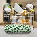 Plastic Bag Holder, Wall Mount Grocery Sack Organizer Dispenser, Washable Cotton-Linen Storage with Hanging Loop, St. Patricks Day Irish Hat & Clover Design for Kitchen Pantry Decor