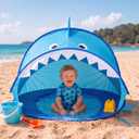USA Based, Baby Beach Tent & Sun Shelter – Portable Pop-Up UV Protection Canopy with Sand Stakes Baby Sun Shade for Beach, Pool, Travel & Outdoor Use – UPF 50+, Shark, 47.5" x 31.5"