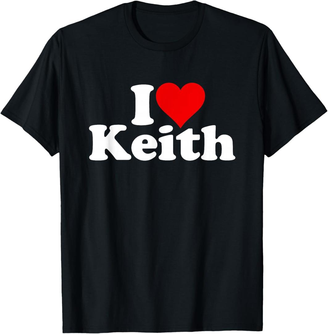 I Love Heart Keith T-Shirt (2XL, Black)