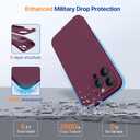 Miracase Designed for iPhone 14 Pro Max Phone Case with Screen Protector,[Upgraded Enhanced Camera Protection],Shockproof Liquid Silicone Case with Microfiber Lining,6.7 inch, Wine Red