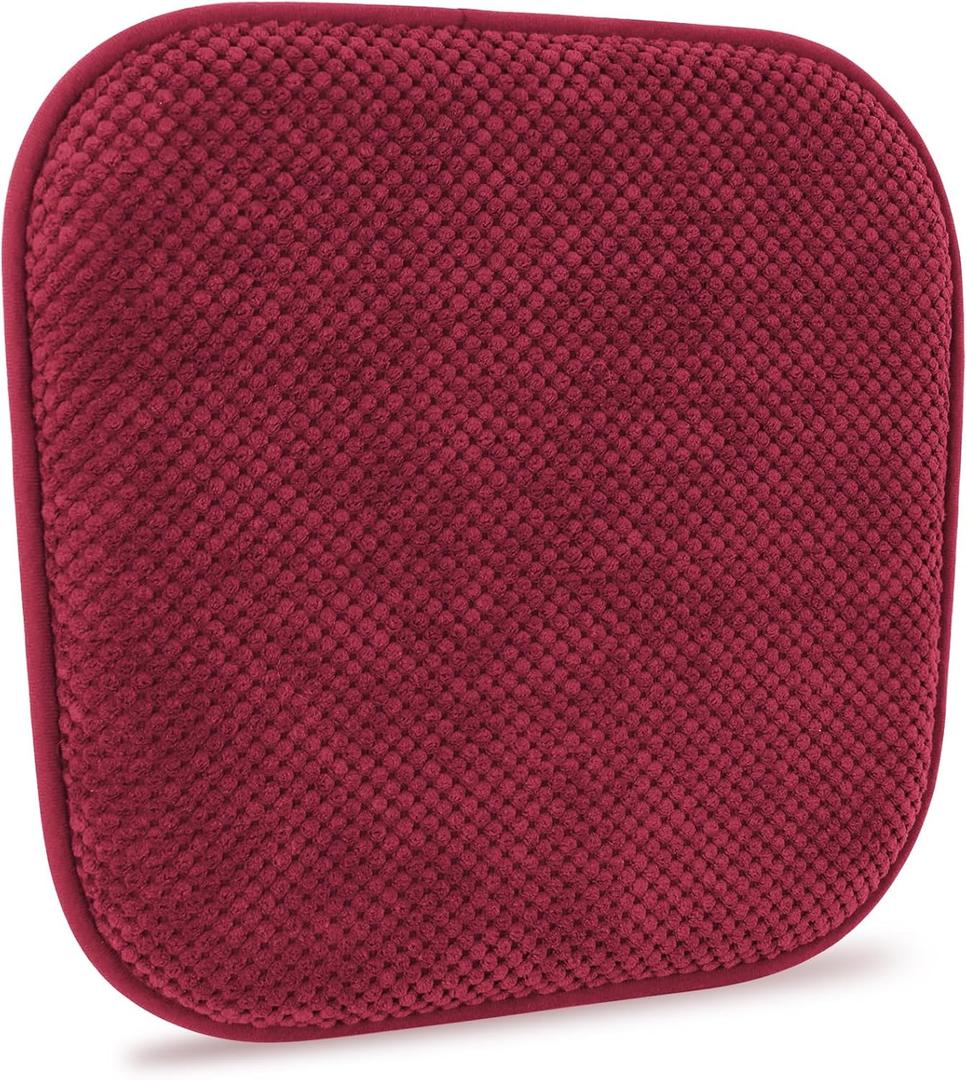 Wine Red Kitchen Chairs Cushions Non Slip Foam Office Seat Cushions Washable Soft Thick Pads Large Wooden Metal Tapered Dining Chair Cushions,17" x 15"