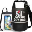 Waterproof Dry Bag for Women and Men,5L Roll Top Lightweight Storage Bag Reflective Backpack with Waterproof Phone Pouch Suitable for Travel Swimming Boating Kayaking Paddle Accessories