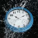 JENLYSTIME 13 Inch Outdoor Clock, Waterproof and Silent, with Thermometer and Hygrometer, Large Numbers for Easy Reading, Perfect for Home,Office,Bedroom,Kitchen,Porch,Garden,Pool(Blue)