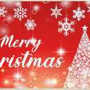 Snowflake Christmas Tree Door Mat, Red Xmas Doormat Indoor Outdoor Entrance Floor Mat, Non Slip Rubber Welcome Mats for Living Room Kitchen Home Decoration 17x29 Inch