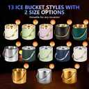Ice Bucket, Ice Bucket with Silicone Sealing Ring Double-Wall Vacuum Insulation Champagne Buckets with Filter Layer Ice Tongs Ice Scoop (Beige, 4 L)
