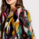 Gihuo Faux Fur Coat Women Winter Fur Fluffy Jacket Multicolor Furry Coat Jackets, L