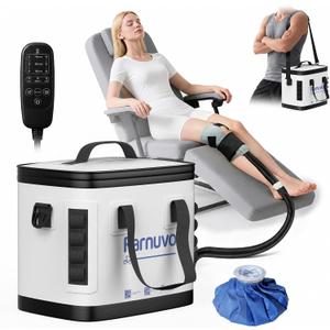 Cold Therapy Machine with Blue Ice Pack - 19QT Knee Ice Machine Rechargeable ＆ Programmable Timer Portable Ice Machine for Knee After Surgery Recovery, Cryotherapy Pain Relief(White)