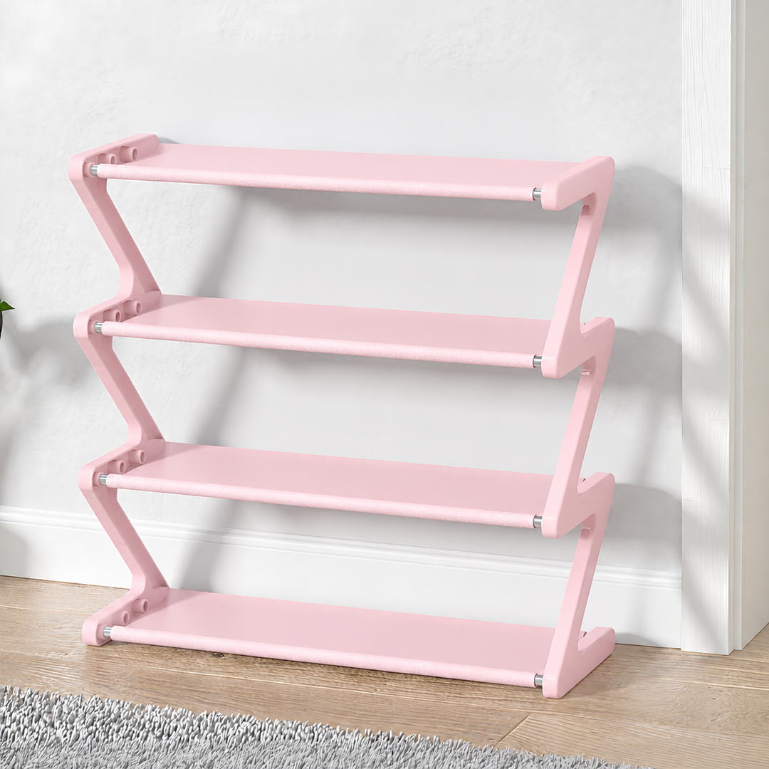 RILBOX Simple Shoe Rack Organizer Cabinet Cloth Partition Shoe Storage Shelf Easy Assembly for Small Space, Entryway 4 Tier - 17.7" W Hold 8 Pairs