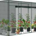 SUNYRISY Garden Plant Netting Crop Cage for Garden Raised Bed, 9.8 x 3.3 x 6 Ft Plant Cover Cage Protectors from Animal for Outdoor Plants with Frame and Zippered Door