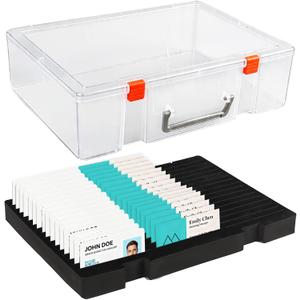 1 Pcs Foam Name Badge Organizer with Case, Name Tag Holder Holds 48 Badges, Foam ID Badge Storage Tray Name Tag Storage Box for Desk Office School Business Organization, 14 x 10.7 x 4 in