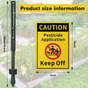 Beeveer 3 Pack 10 x 7 Inch Caution Pesticide Application Keep off Lawn Signs Caution Reflective Yard and Stake Kit Rustproof Metal Aluminum Surface Keep off Sign for Lawn Grass Warning