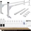 Trailer Ladder Rack Aluminium - 5.77'-8.65' Adjustable with Ladder Stoper, Silver, Enclosed & Open Trailer Compatible