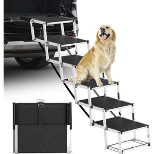 Dog Stairs for Large Dogs - 6 Step Foldable Dog Ramp for Car 43In Non-Slip Surface Support up to 230lbs - Suitable for SUV Truck Designed Specifically for Disabled Dogs (16" W x 38-43" H)