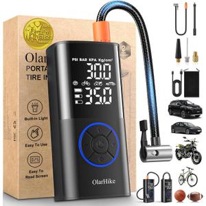 OlarHike Tire Inflator Portable Air Compressor, Smart Dual Hose System, 160PSI Auto Air Pump for Car Tires, Bike,Bicycle, Motorcycles,Electric Pump with LED Light & Digital Pressure Gauge