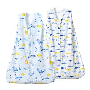 david's kids 100% Organic Cotton Baby Sleep Sack 0-6 Months, Soft Baby Wearable Blankets with 2-Way Zipper, 2 Pack Comfy Sleeping Bags for Infant Newborn Boys Girls Neutral, Small Size, Whale