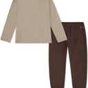 Hurley Boys' Long Sleeve Soft Basic T-shirt and Joggers 2-piece Outfit Set (M)