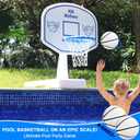 Pool Basketball Hoop, 34"x34"x42.2" Oversized Pool Toys with 2 Balls/Nets/Pump for Poolside Water Basketball Game, Pool Basketball Goal for Inround Pool & Deck - Swimming Pool Games for Kids Adults