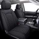 YIERTAI Seat Covers Compatible with Toyota Tundra for 2008-2025 2026 Crewmax Double Cab SR5 Limited Platinum TRD Pro Truck Waterproof Leather Seat Covers(2 PCS Front only/Black)