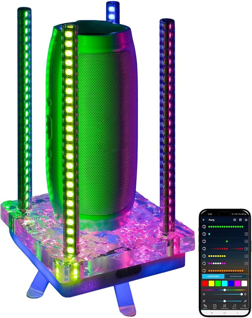 Music Sync RGB Ambient Light, App Controlled & Sound Reactive Audio Visual Lighting for Gaming Desk, Party & Desk Setup (Grey)