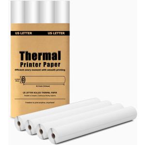 4 Rolls Thermal Paper 8.5 x 11 for Portable Printer, Compatible with D810/ M834/ MT610 Pro Wireless Printers for Home Use and Travel as Letter Paper