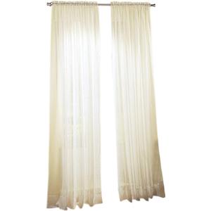 No. 918 Erica Crushed Sheer Voile Rod Pocket Curtain Panel, 51" x 84", Eggshell Off-White