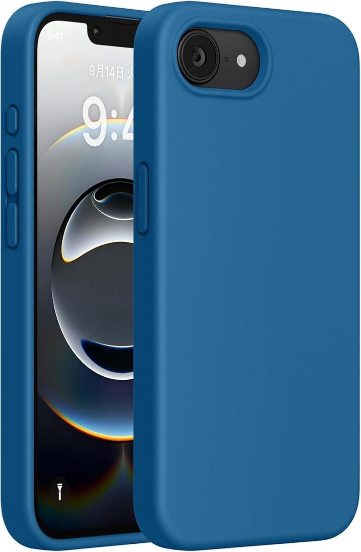 Miracase Compatible with iPhone 16e Case/iPhone 17e Case, [Soft Anti-Scratch Microfiber Lining], Liquid Silicone Shockproof Drop Protection Phone Case for iPhone 16e/17e, Capri Blue