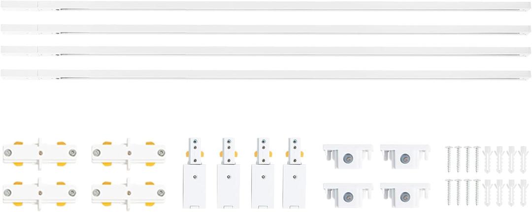 VANoopee 16FT H Track Lghting Rails H Type Track Light Rails White H Track Rail Kit, End Caps & Live End Feed Connector Included, Compatible with Single Circuit 120V H Style Track System & Track Heads