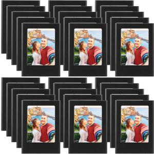Barydat 30 Pack Mini Magnetic Picture Frame 2x3 Refrigerator Magnet Photo Frame Picture Holder Table Photo Frame Set Magnetic Wallet Size Photo Frame for Fridge Table Locker Whiteboard, Black