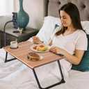 wishacc Lap Desk for Bed, Laptop Desk with Adjustable Tablet Stand, Sturdy Metal Frame Bed Desk, Foldable Laptop Bed Tray Table for Adults Couch Sofa, Portable Lap Desk for Laptop & Phone Slot