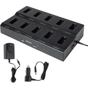 Retevis RT22 10-Way Walkie Talkie Charger, Ten Way Multi Unit Charger, for Retevis RT22 RT22S RB19 RB19P RB39 RB39P Walkie Talkie and Battery, 5 LED Indicators, AC/DC Adapter, Replaceable Base(1 Pack)