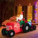 Tangkula 9 FT Christmas Inflatable Santa Claus on Truck with Gift Boxes, Self Inflating Christmas Decoration with Built-in LED Lights & Waterproof Fan, Outdoor Blow up Xmas Decor for Yard, Lawn, Party