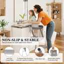Toddler Tower Foldable, Foldable Toddler Standing Tower for Bathroom Sink or Kitchen Counter with Safety Net, Suitable for 1-6 Years,Grey
